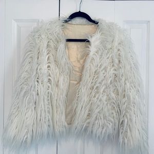 White faux fur jacket